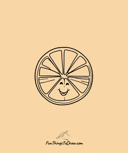 Orange Slice with Face Drawing