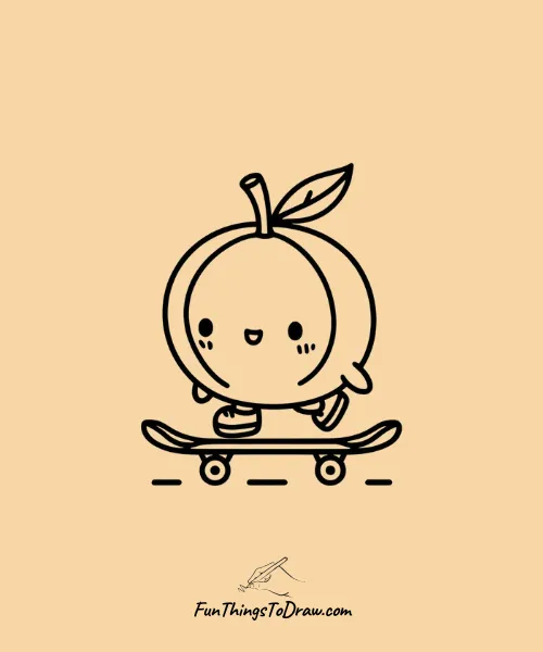 Orange on a Skateboard Drawing