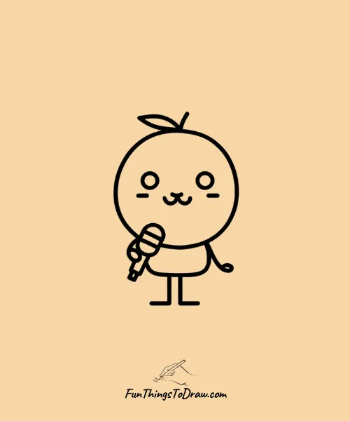 Orange with a Microphone Drawing