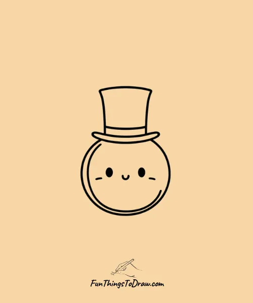 Orange with a Top Hat Drawing