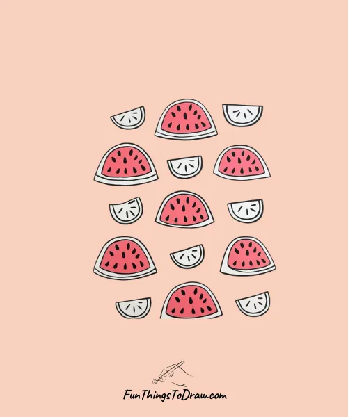 Pattern of Watermelon Slices Drawing