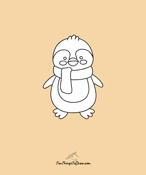 Drawing of Penguin with a scarf