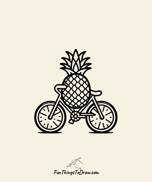 Pineapple Biking Drawing