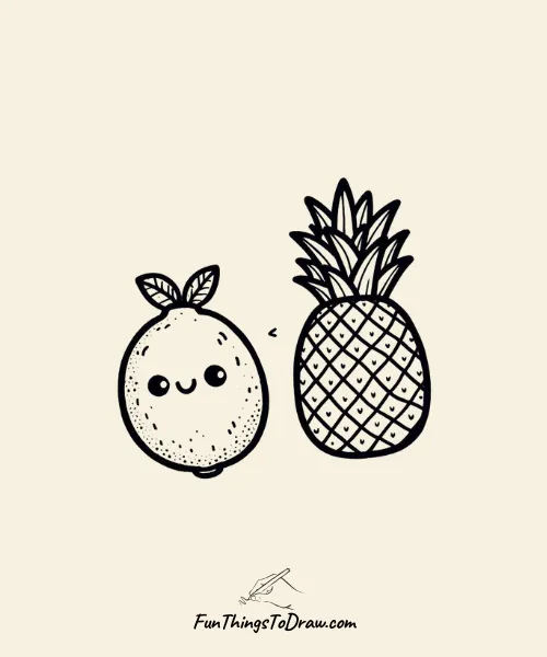 Pineapple and a Lemon Drawing