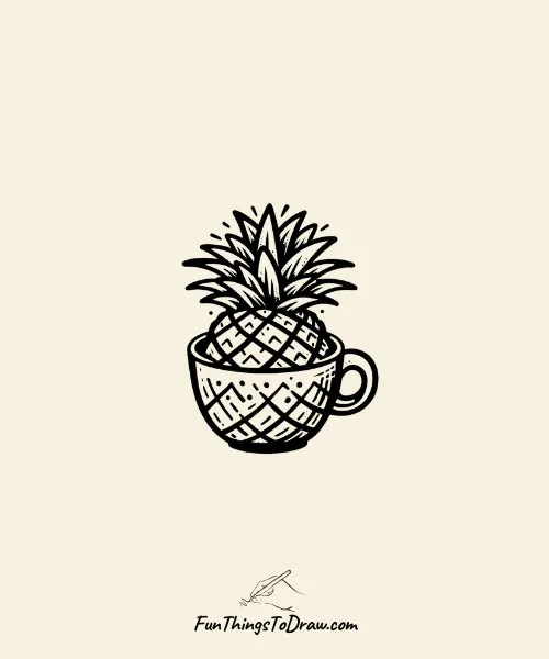 Pineapple in a Cup Drawing