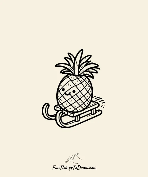 Pineapple on a Sled Drawing