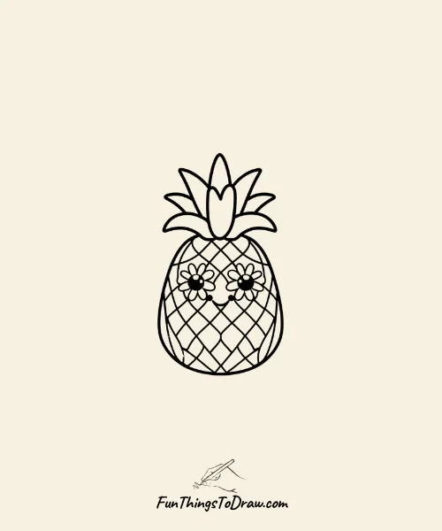 Pineapple with Flower Eyes Drawing