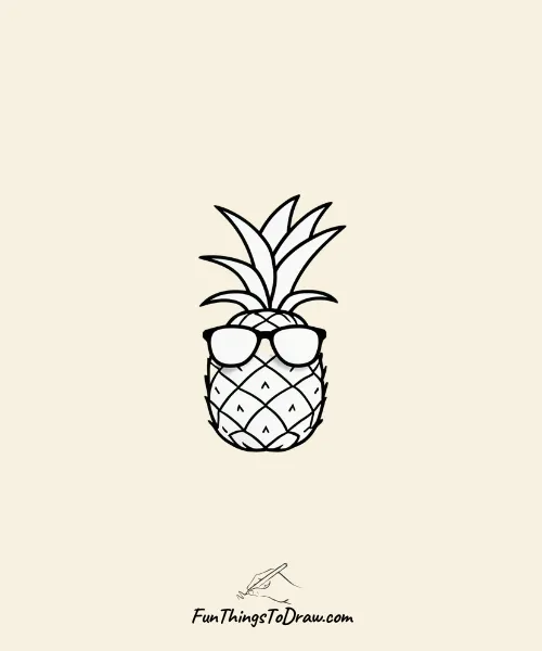 Pineapple with Sunglasses Drawing
