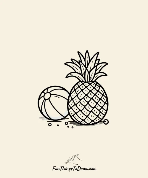 Pineapple with a Beach Ball Drawing