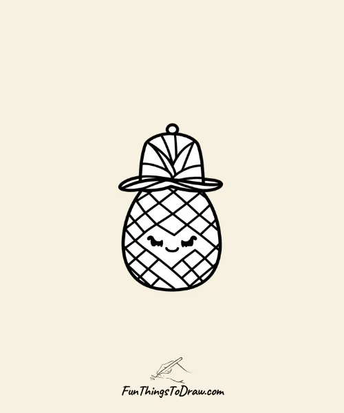 Pineapple with a Hat Drawing