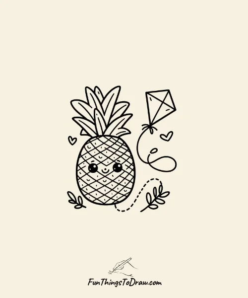 Pineapple with a Kite Drawing