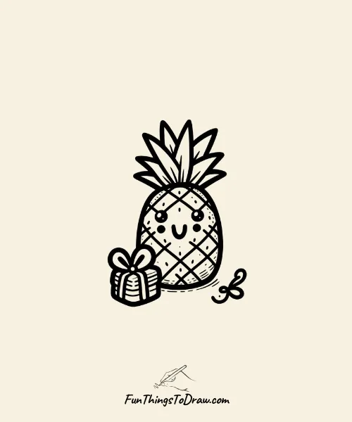 Pineapple with a Present Drawing