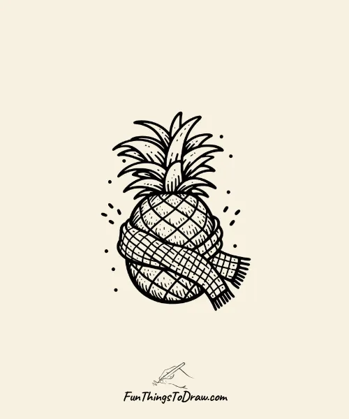 Pineapple with a Scarf Drawing