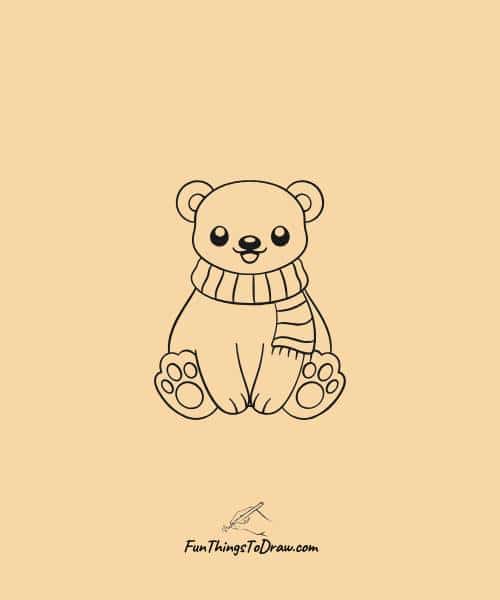 Polar bear wearing scarf