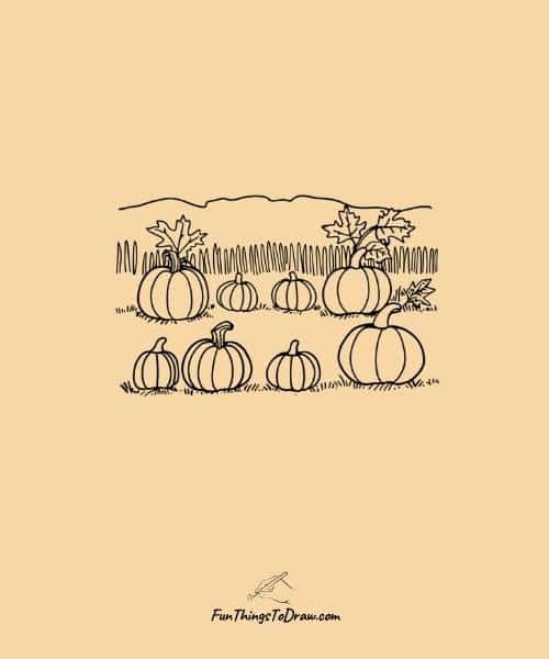 drawing idea of Pumpkin patch scene