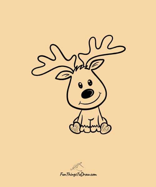 Drawing of cute baby Reindeer