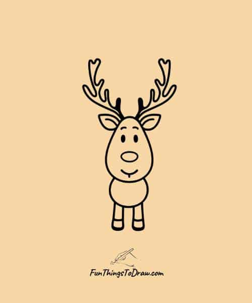 Easy Drawing of Rudolph with big antlers