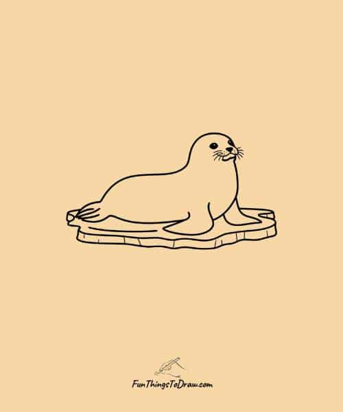 Seal on the ice drawing