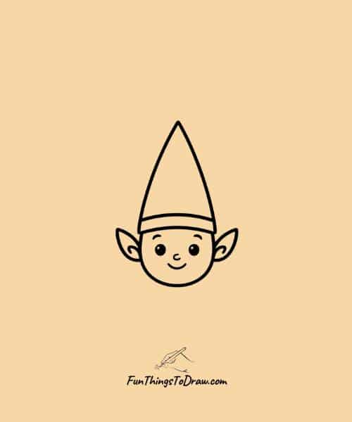 Simple elf face with pointy hat drawing