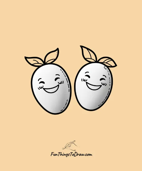 Smiling Mango Pair  Drawing.