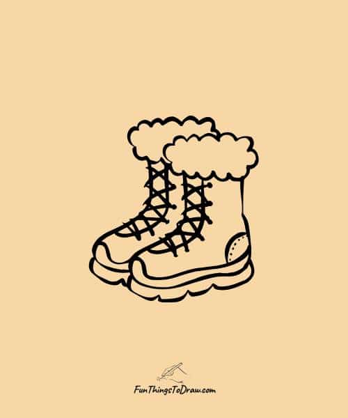 Winter Drawing Ideas: Snow boots drawing