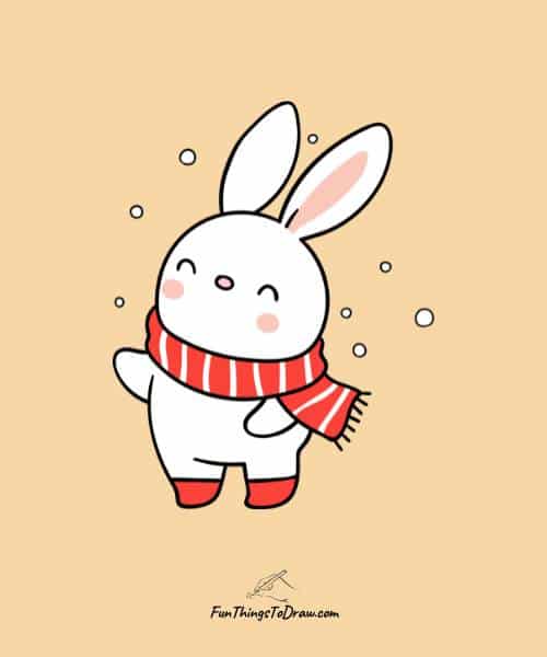 easy Snow bunny drawing (Winter drawing ideas)