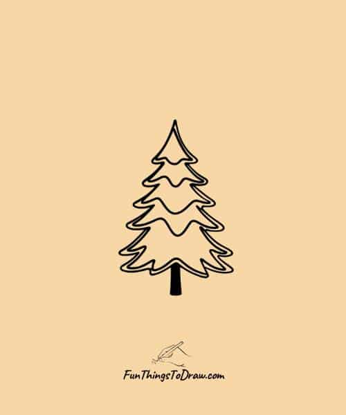 Simple drawing of Snow-covered pine tree