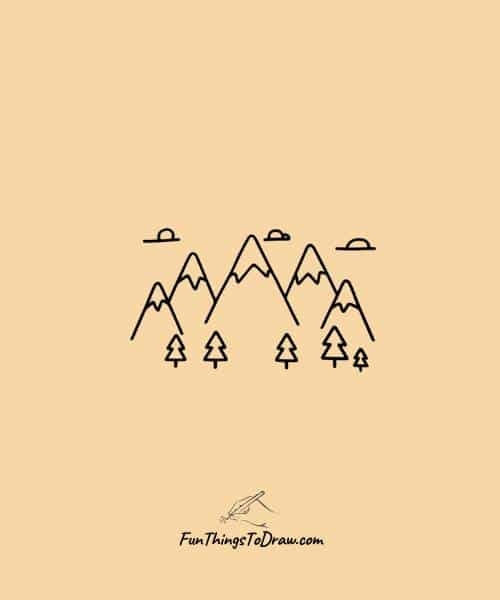 Snowy mountain easy drawing