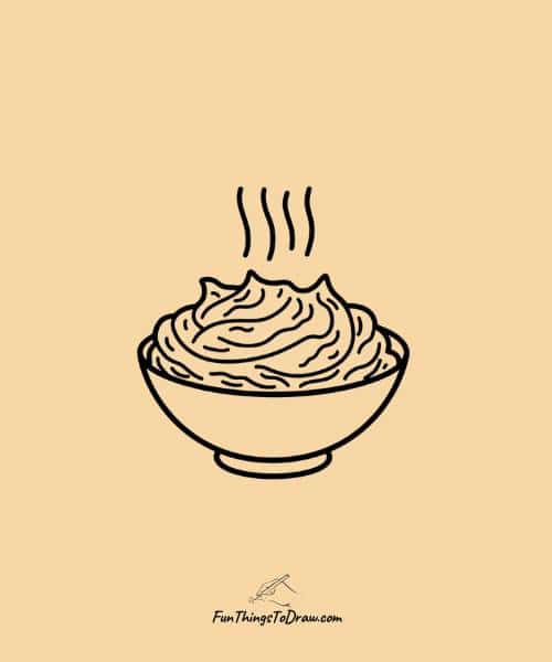 Steaming mashed potatoes drawing idea