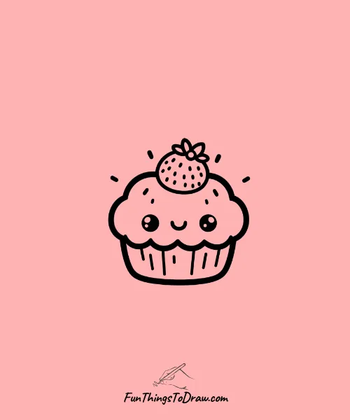 Strawberry Short Cupcase Drawing