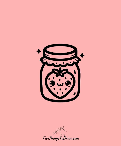Strawberry in a Jar Drawing