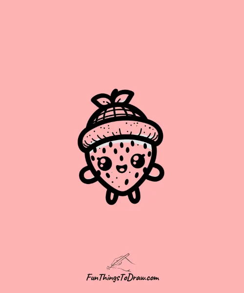 Strawberry with Hat Drawing