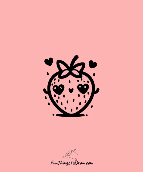 Strawberry with Heart Eyes Drawing
