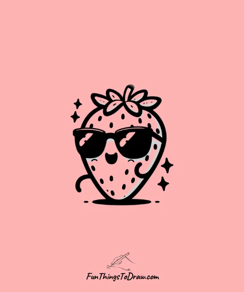 Strawberry with Sunglasses Drawing