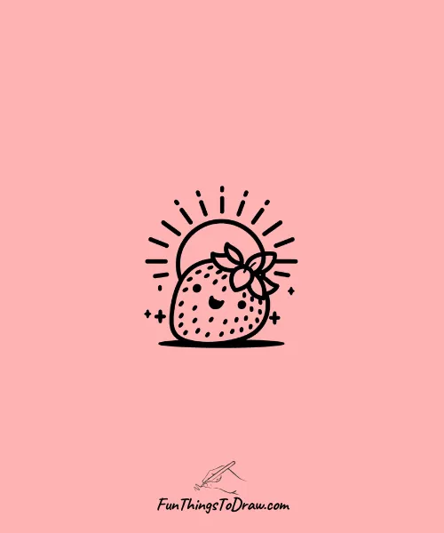 Strawberry with a sun drawing
