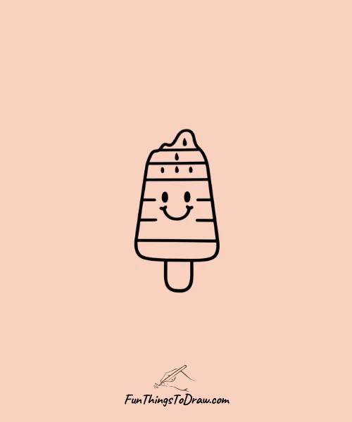 Watermelon Popsicle with a Smiley Face drawing