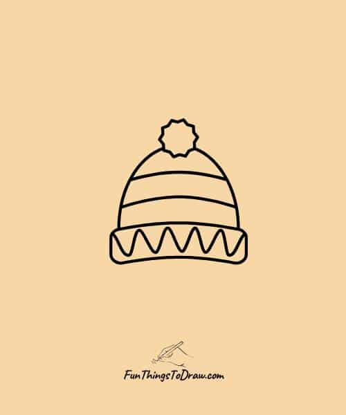 Easy drawing of Winter hat with a pom-pom