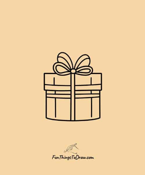 Wrapped present with a bow drawing