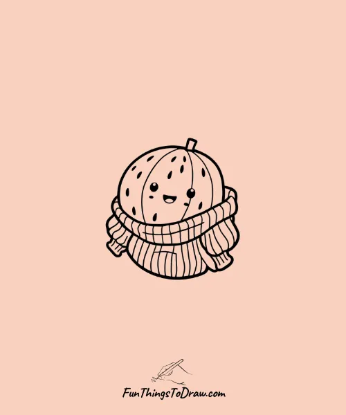 Watermelon Character Wearing a Cozy Sweater Drawing