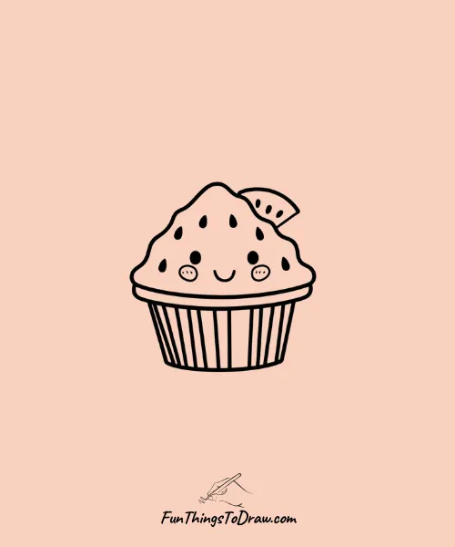 Watermelon Cupcake with a Sweet Face Drawing