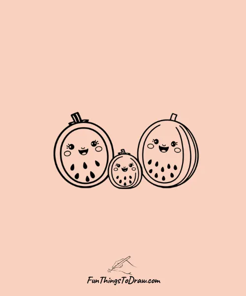 Cut Watermelon Family - Mom, Dad, and Baby Drawing
