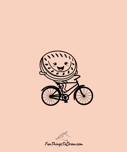 Watermelon Riding on a Bicycle Drawing
