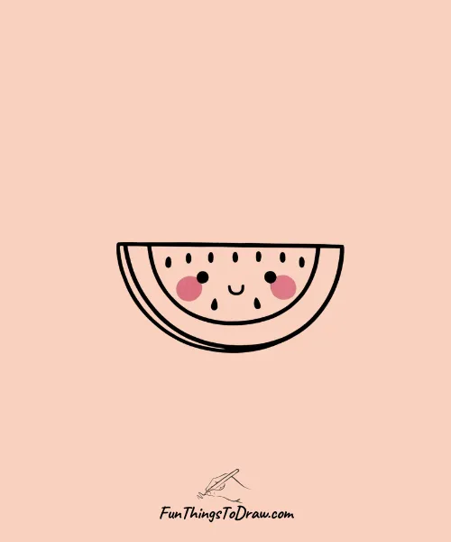 Adorable watermelon slice with rosy Cheeks Drawing