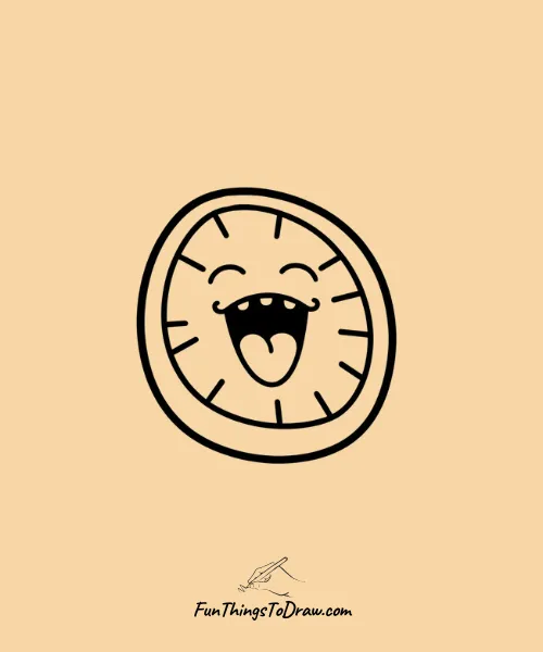Orange Slice with open Mouth and closed Eyes Drawing