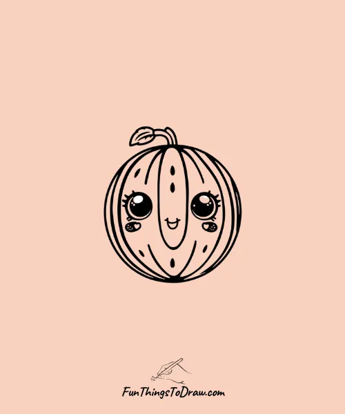 Watermelon with Big Eyes and Cute Expression drawing
