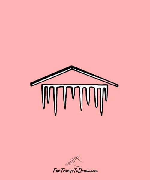 Icicles hanging from a roof drawing
