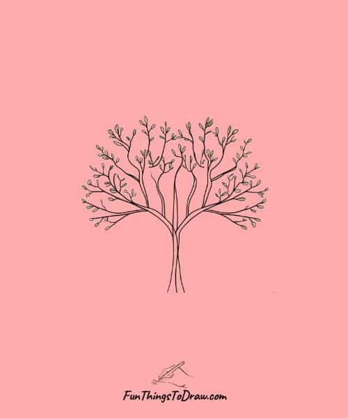 Drawing of A bare tree sprouting new leaves