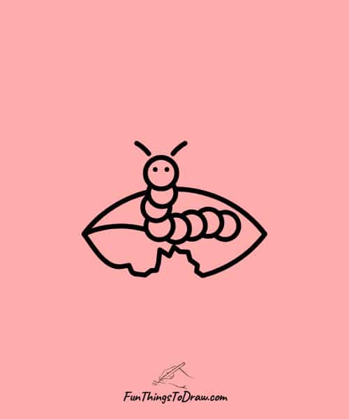 Cute drawing of A caterpillar on a leaf