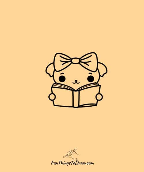 A cute cartoon with bow reading book