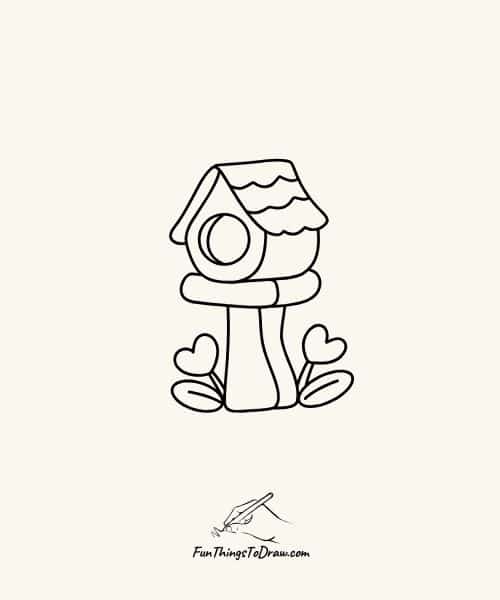 March Drawing Ideas: Bird house drawing